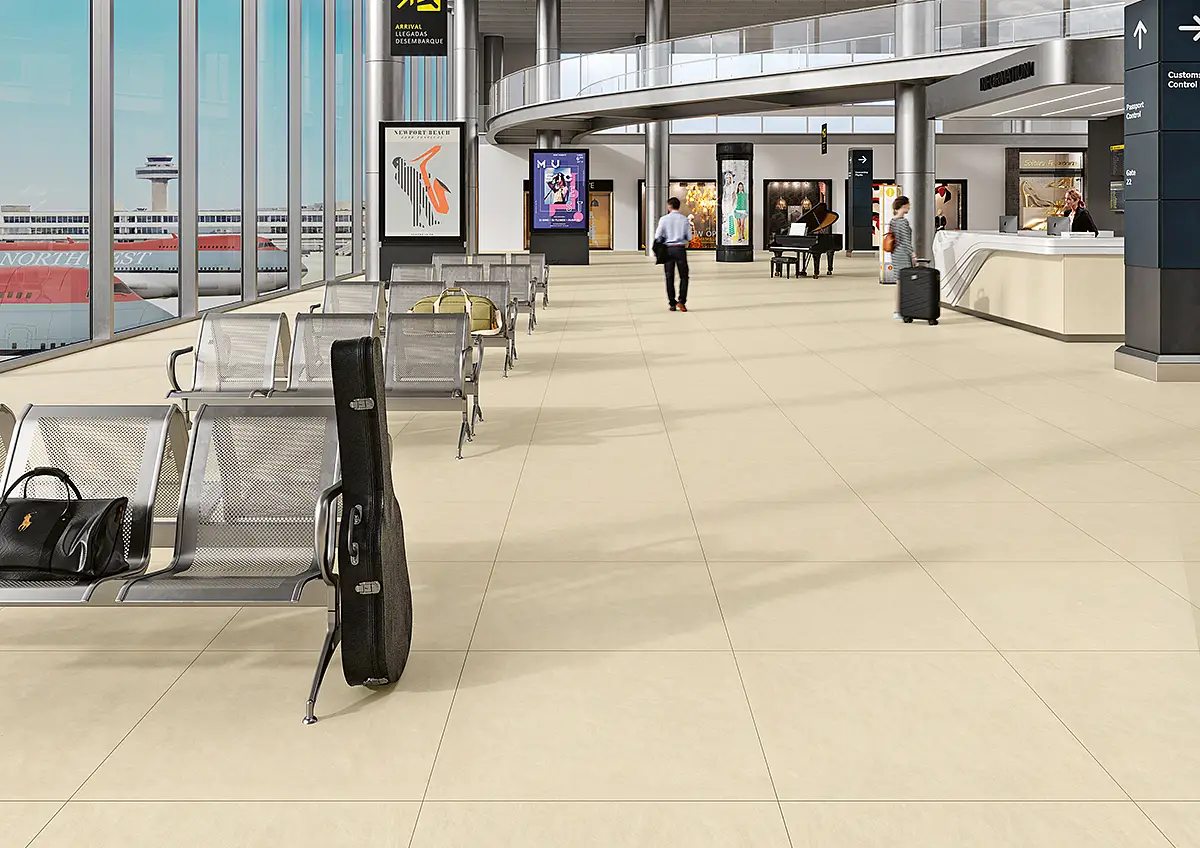 Background tile, Effect other stones, Color beige, Unglazed porcelain stoneware, 88.9x88.9 cm, Finish antislip