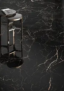 Background tile, Effect stone,other marbles, Color black, Unglazed porcelain stoneware, 119.2x119.2 cm, Finish polished
