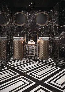 Background tile, Effect stone,other marbles, Color black & white, Unglazed porcelain stoneware, 59.6x119.2 cm, Finish polished