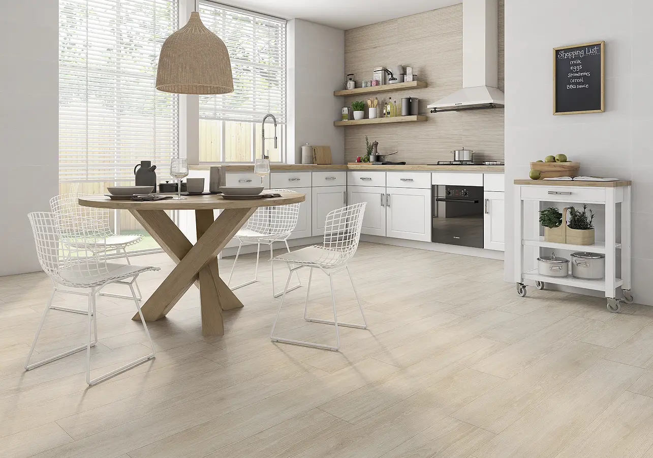 Background tile, Effect wood, Color beige, Glazed porcelain stoneware, 20x120 cm, Finish antislip