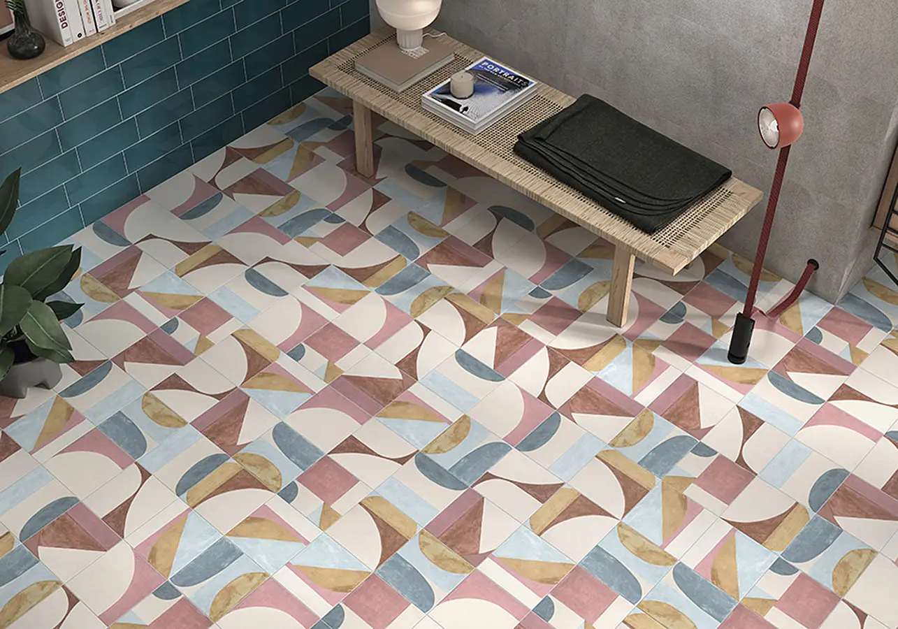 Background tile, Color multicolor, Style patchwork, Glazed porcelain stoneware, 20x20 cm, Finish antislip