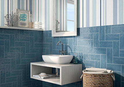 Background tile, Effect unicolor, Color sky blue, Ceramics, 11x25 cm, Finish glossy