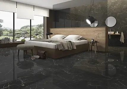 Background tile, Effect other marbles, Color black, Glazed porcelain stoneware, 80x160 cm, Finish polished