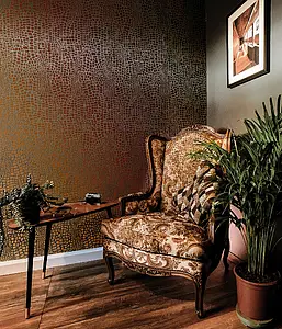 Background tile, Effect metal,leather, Color brown, Glazed porcelain stoneware, 60x120 cm, Finish semi-polished