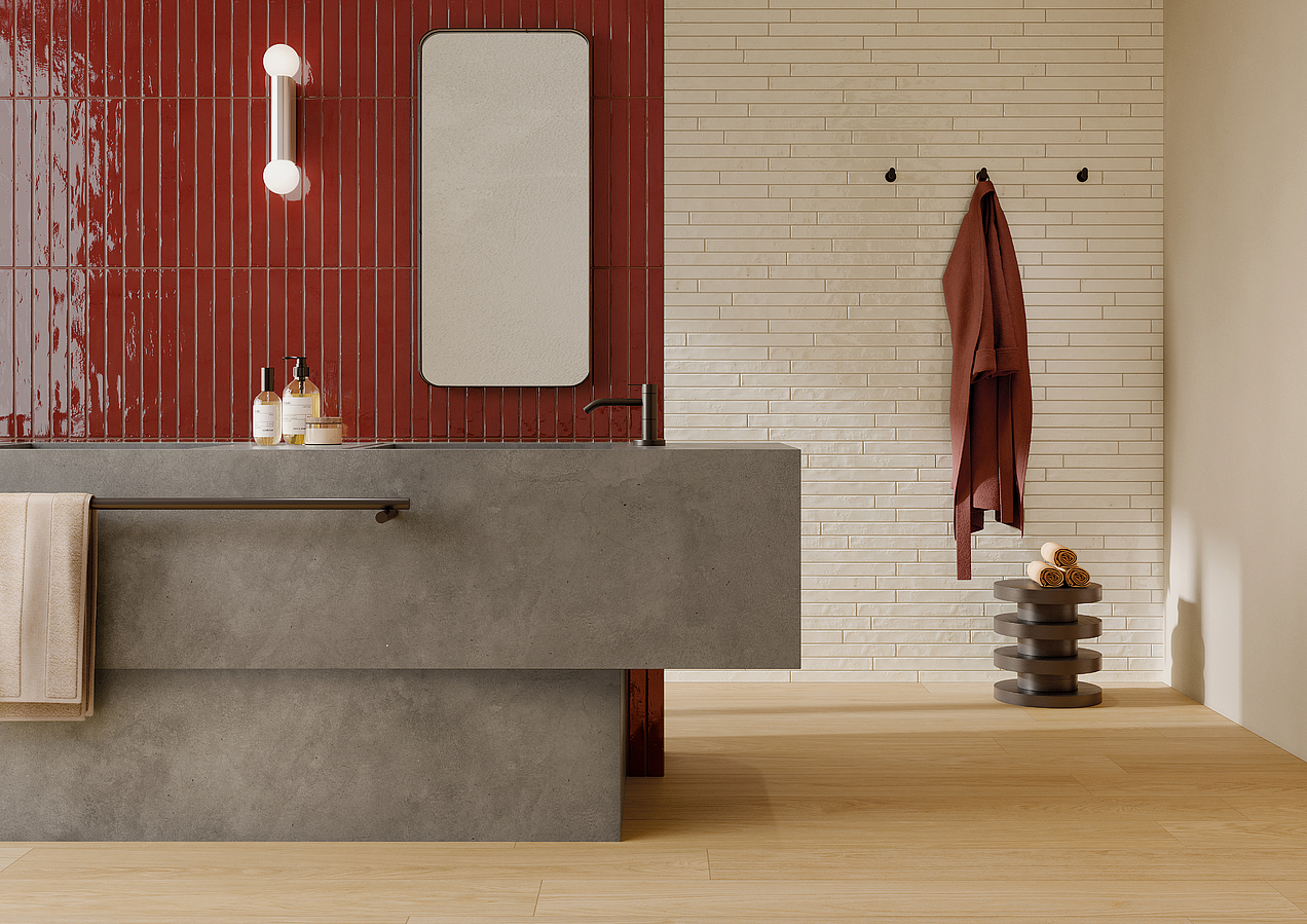 Red tiles, brick effect 5x45 (Italy). Reviews. Samples to