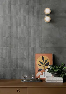 Background tile, Effect concrete, Color grey, Glazed porcelain stoneware, 4.8x20 cm, Finish antislip