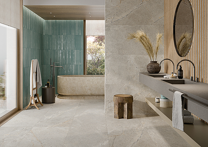 Bakgrunnsflis, Effekt andre steiner, Farge grå, Glasert porselenssteintøy, 60x120 cm, Overflate sklisikker