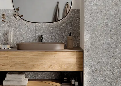Background tile, Effect ceppo di gré, Color grey, Glazed porcelain stoneware, 60x60 cm, Finish antislip