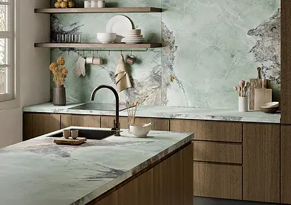 Azulejo base, Efecto otros tipos de piedra, Color verde, Gres porcelánico esmaltado, 120x280 cm, Acabado mate