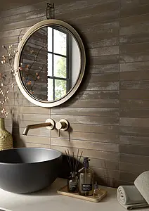 Background tile, Effect brick, Color brown, Glazed porcelain stoneware, 4.8x45 cm, Finish antislip