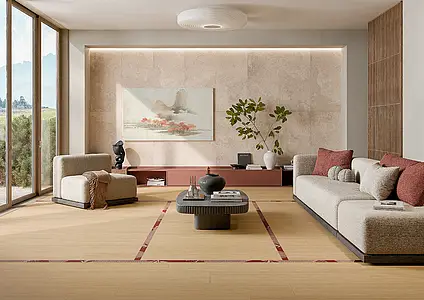 Background tile, Effect wood, Color beige, Glazed porcelain stoneware, 20x120 cm, Finish antislip