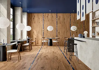 Background tile, Effect wood, Color brown, Glazed porcelain stoneware, 24x150 cm, Finish antislip