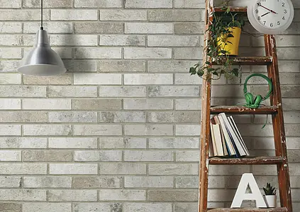 Background tile, Effect brick, Color grey, Glazed porcelain stoneware, 6x25 cm, Finish antislip