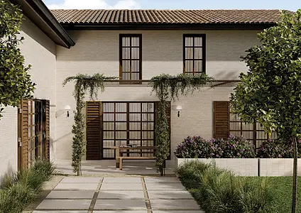 Background tile, Effect brick,other stones, Color beige, Glazed porcelain stoneware, 4.8x20 cm, Finish antislip