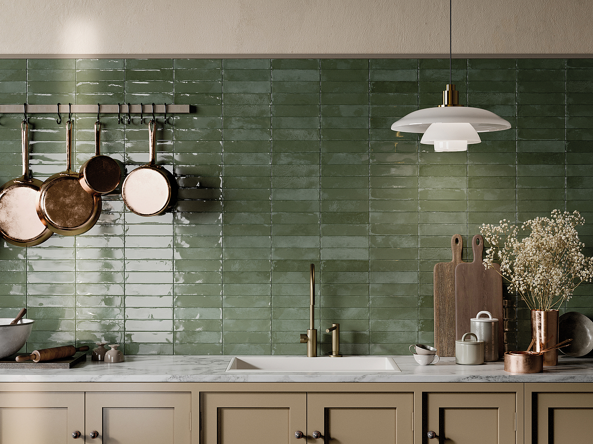 Green tiles, zellige, brick effect 5x20 (Italy). Reviews. Samples