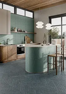 Background tile, Effect terrazzo,brick, Color green,navy blue, Glazed porcelain stoneware, 4.8x45 cm, Finish antislip