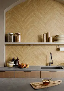 Background tile, Effect terrazzo,brick, Color yellow, Glazed porcelain stoneware, 4.8x45 cm, Finish antislip