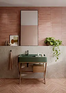 Background tile, Effect terrazzo,brick, Color red, Glazed porcelain stoneware, 4.8x45 cm, Finish antislip