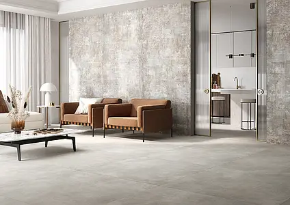 Background tile, Effect concrete, Color grey, Glazed porcelain stoneware, 120x280 cm, Finish aged