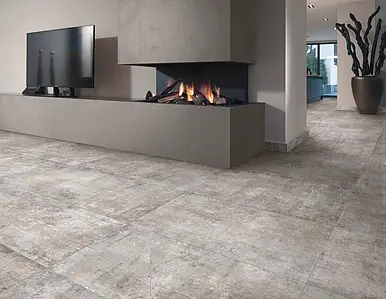 Фоновая плитка, Фактура под бетон, Цвет серый, Глазурованный керамогранит, 60x120 см, Поверхность противоскользящая