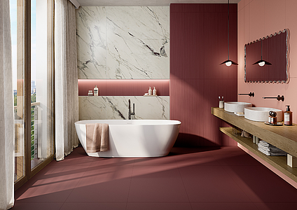 Bakgrunnsflis, Effekt epoxy,konkret, Farge rosa, Glasert porselenssteintøy, 60x120 cm, Overflate matt