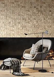 Imitacja mozaiki, Efekt drewna, Kolor beżowy, Gres szkliwiony, 15x61 cm, Powierzchnia matowa