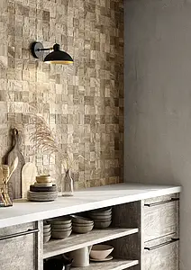 Mosaic effect tiles, Effect wood, Color brown, Glazed porcelain stoneware, 15x61 cm, Finish matte