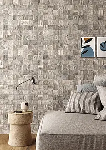 Piastrelle effetto mosaico, Effetto legno, Colore grigio, Gres porcellanato smaltato, 15x61 cm, Superficie opaca