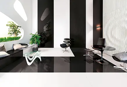Background tile, Effect unicolor, Color black, Glazed porcelain stoneware, 120x120 cm, Finish polished
