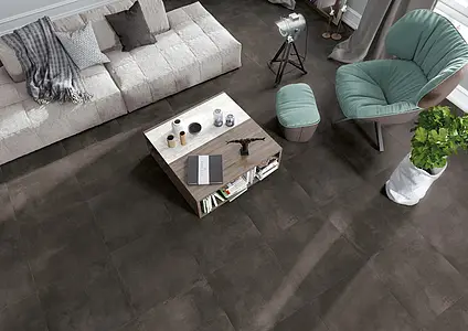 Background tile, Effect concrete, Color black, Glazed porcelain stoneware, 60x60 cm, Finish antislip