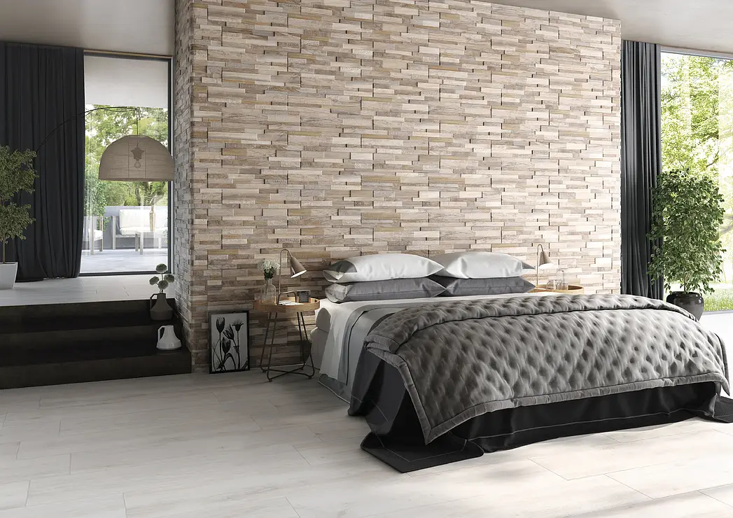 Background tile, Effect wood, Color brown, Glazed porcelain stoneware, 15x61 cm, Finish matte