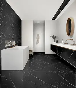 Grundflise, Effekt sten,other marbles, Farve sort, Glaseret porcelænsstentøj, 90x90 cm, Overflade mat