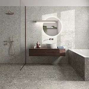 Basistegels, Effect terrazzo look, Kleur grijze, Geglazuurde porseleinen steengoed, 30x60 cm, Oppervlak mat