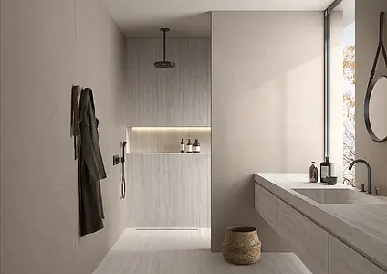 Background tile, Effect concrete, Color beige, Glazed porcelain stoneware, 120x278 cm, Finish Honed