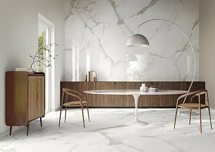 Background tile, Effect other marbles, Color white, Glazed porcelain stoneware, 120x278 cm, Finish glossy