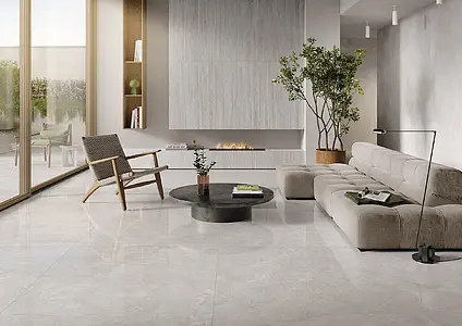 Background tile, Effect stone,travertine, Color grey, Glazed porcelain stoneware, 120x120 cm, Finish glossy