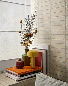 Grundflise, Effekt mursten, Farve beige, Glaseret porcelænsstentøj, 5x20 cm, Overflade mat