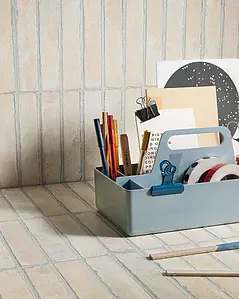 Carrelage, Effet brique, Teinte beige, Grès cérame émaillé, 5x20 cm, Surface mate