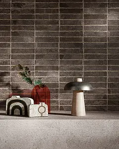 Grundflise, Effekt mursten, Farve grå,brun, Glaseret porcelænsstentøj, 5x20 cm, Overflade mat