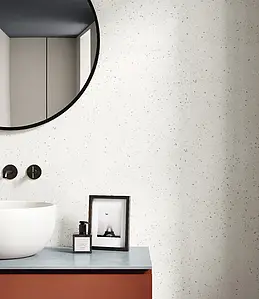 Background tile, Effect terrazzo,concrete, Color white, Glazed porcelain stoneware, 90x90 cm, Finish antislip