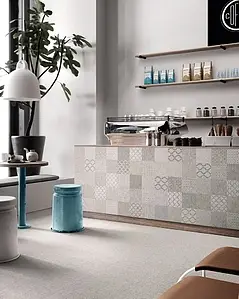 Background tile, Effect fabric, Color grey, Glazed porcelain stoneware, 90x90 cm, Finish antislip