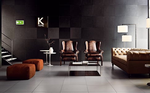 Фоновая плитка, Цвет чёрный, Стиль дизайнерский, Неглазурованный керамогранит, 60x60 см, Поверхность матовая