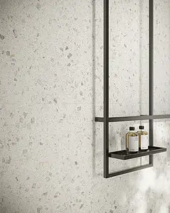 Background tile, Effect terrazzo, Color white, Glazed porcelain stoneware, 120x120 cm, Finish antislip