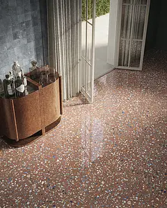 Background tile, Effect terrazzo, Color brown,multicolor, Glazed porcelain stoneware, 120x120 cm, Finish polished