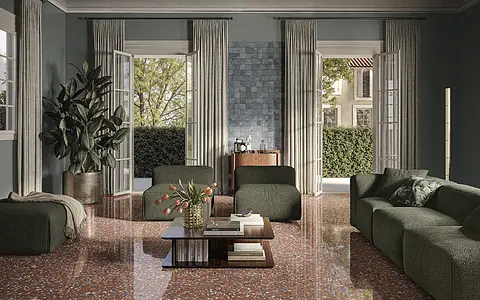 Background tile, Effect terrazzo, Color brown,multicolor, Glazed porcelain stoneware, 120x120 cm, Finish polished