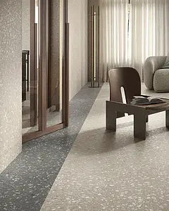Background tile, Effect terrazzo, Color grey, Glazed porcelain stoneware, 60x120 cm, Finish Honed