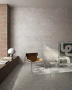 Background tile, Effect terrazzo, Color grey, Glazed porcelain stoneware, 120x120 cm, Finish Honed