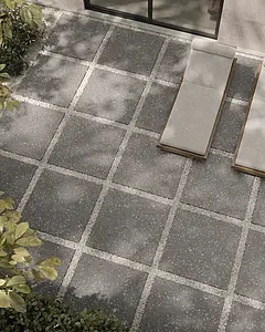 Background tile, Effect terrazzo, Color grey, Unglazed porcelain stoneware, 90x90 cm, Finish antislip