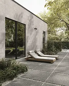 Background tile, Effect terrazzo, Color grey, Unglazed porcelain stoneware, 90x90 cm, Finish antislip