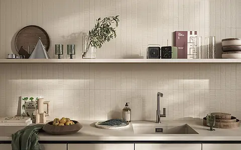 Background tile, Effect wood,resin, Color beige, Glazed porcelain stoneware, 5x30 cm, Finish matte
